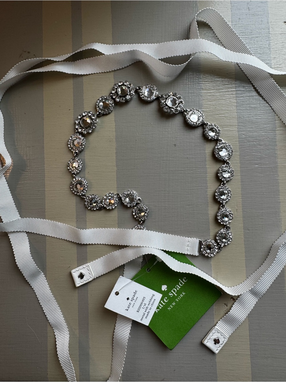 kate spade White Ribbon Crystal-Embellished Bridal Belt